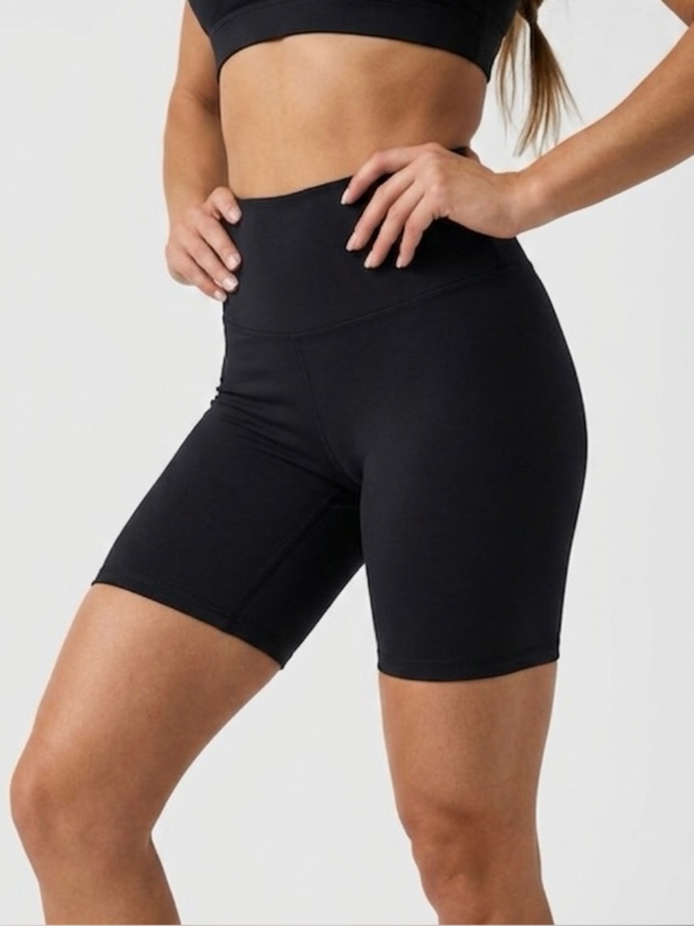 One Step Ahead Black High-Waist Bike Shorts - Picture 1 of 3